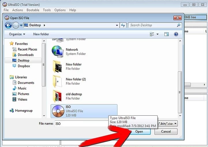 locate and open ISO file