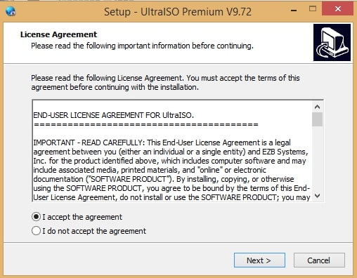 UltraISO installation agreement