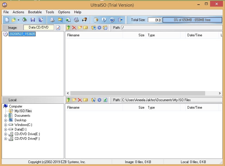 UltraISO trial version interface