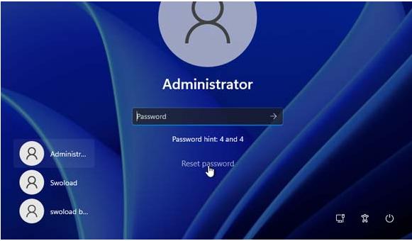 administrator reset password