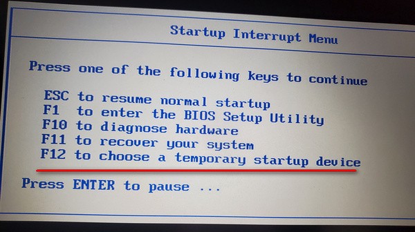 choose startup device
