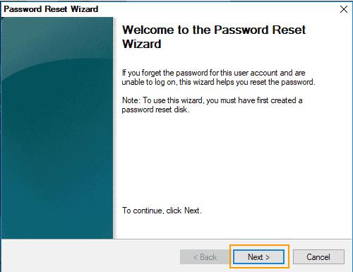 password reset disk
