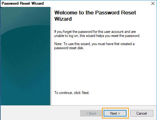 password reset wizard