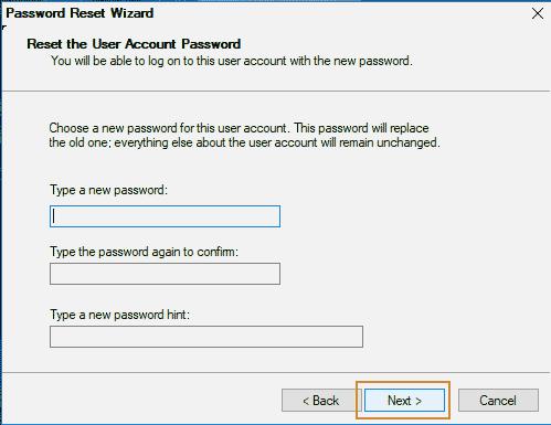 reset user password