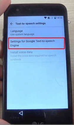 choose settings for google text to speech engine