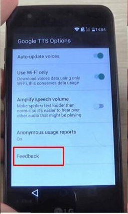 click feedback in google tts options