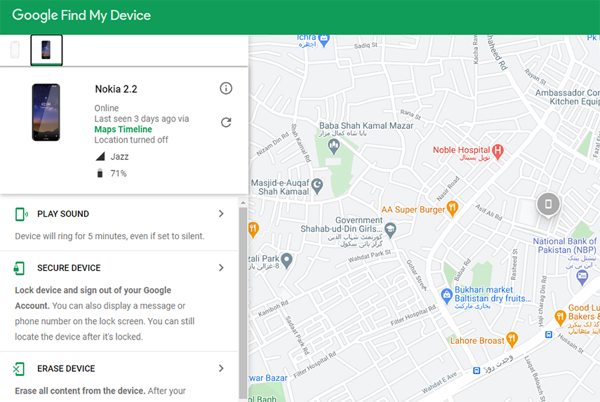 Ripristina Samsung Tab S7 Usando google trova il mio dispositivo