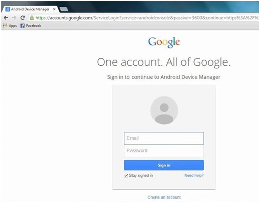 accedi a Android Device Manager