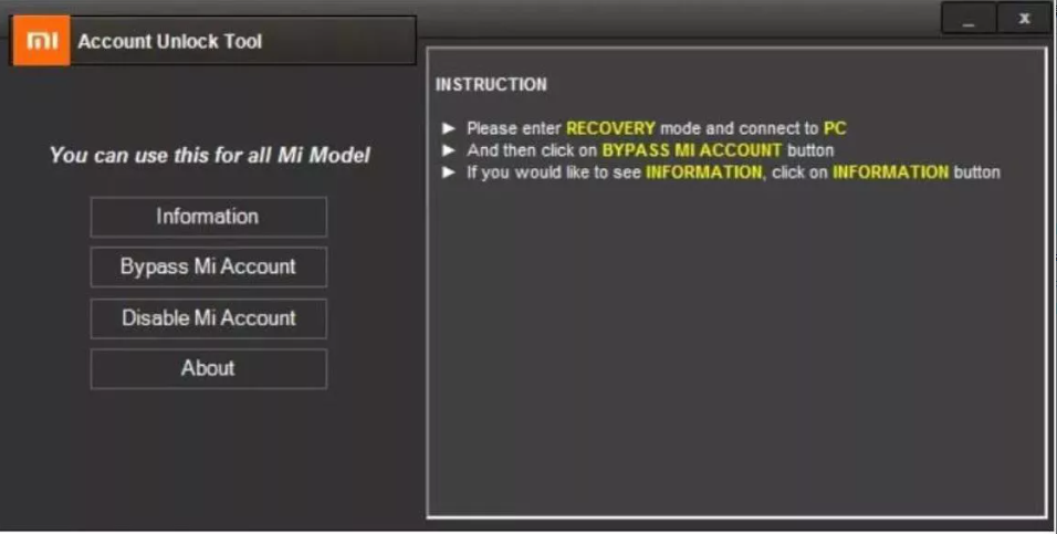 mi accout unlock tool