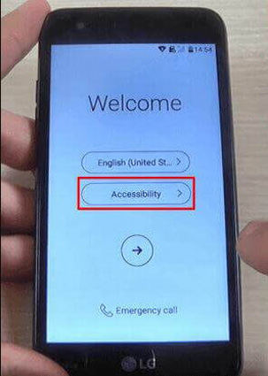 return to the welcome screen and select accessibility