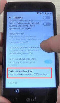 select text to speech output