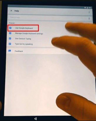 select using google keyboard in the help menu