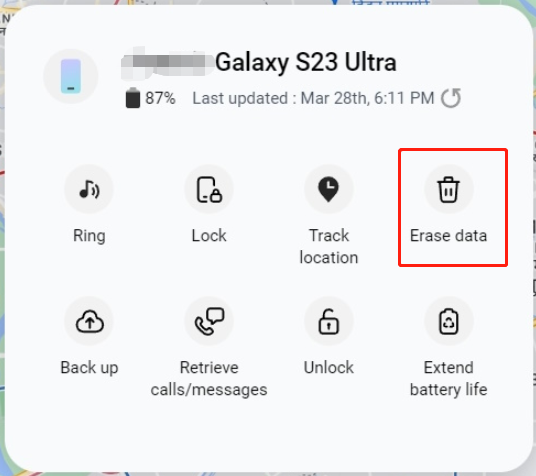 SmartThings Find erase data