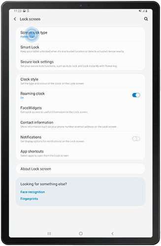 tap on lock screen type