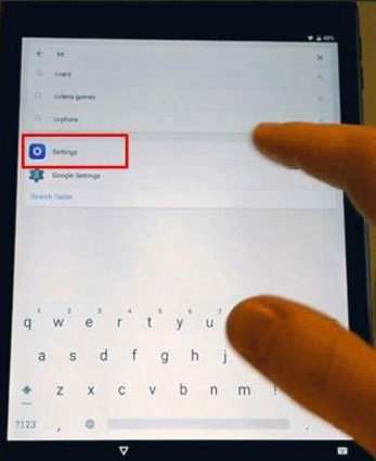 tap settings below search box