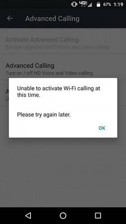 Impossibile attivare le chiamate Wi-Fi in questo momento su Android