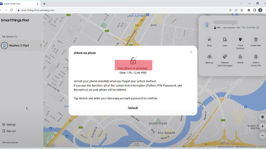 unlock samsung with smartthings find your phone is unlocked 