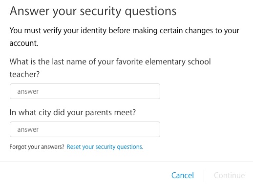 answer security questions