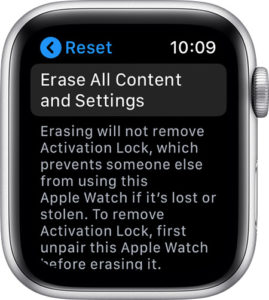borrar todo el contenido y ajustes en el apple watch
