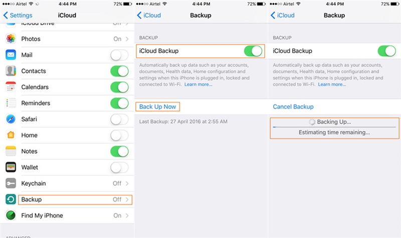 backup icloud