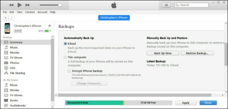 backup to icloud