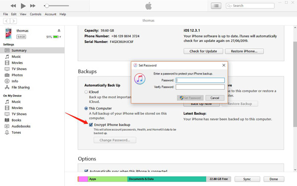 encrypt iphone backup