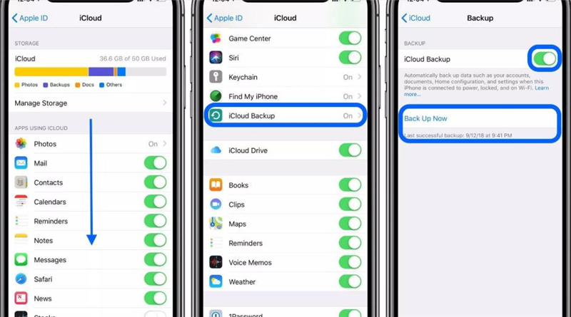 iphone to icloud backup now