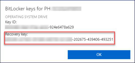 get bitlocker recovery keys via azure directory account