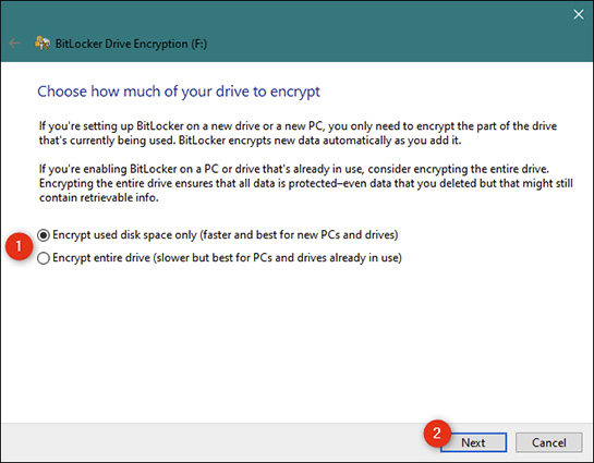 choose how to encypt the drive