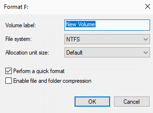 click ok to start formatting