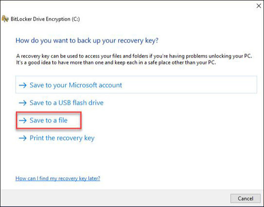 back up recovery key