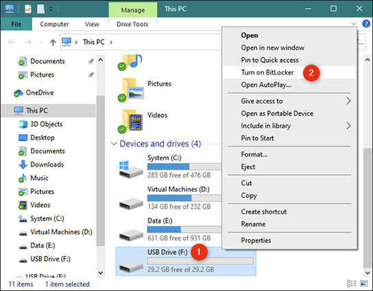 turn on bitlocker in windows 10