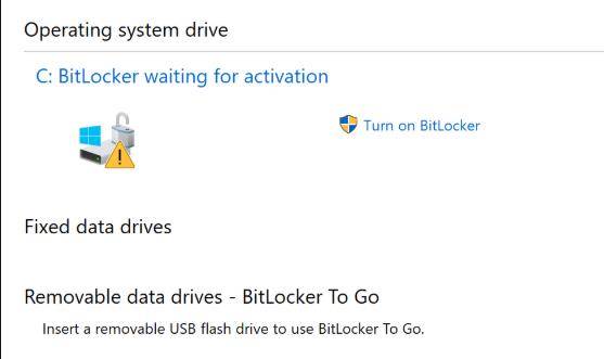 turn on bitlocker to enable it