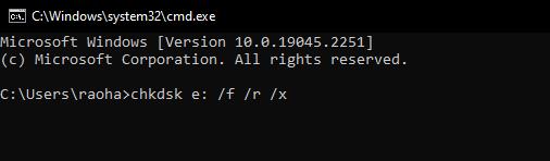 type chkdsk command