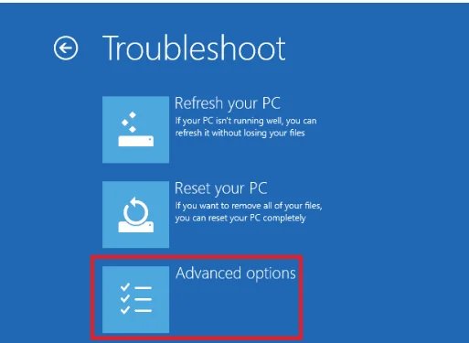 choose advanced option