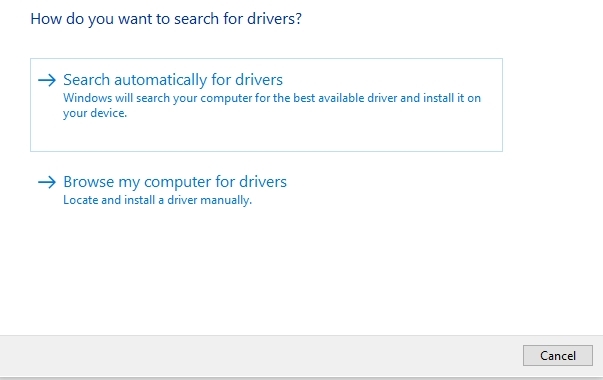 scegli Sfoglia il mio computer per il driver