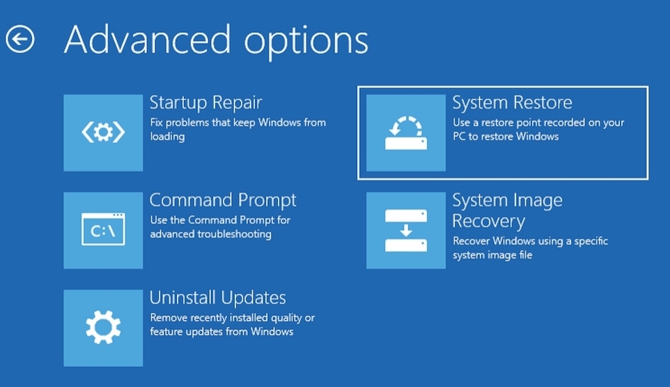 choose system restore