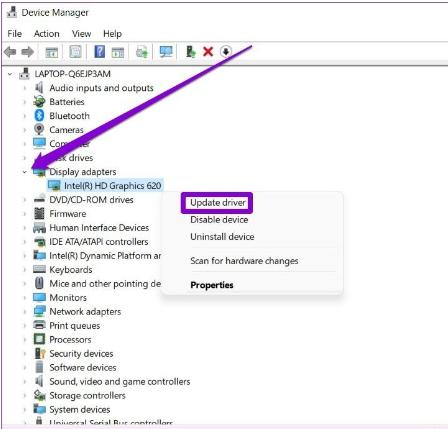 單擊更新驅動程式選項