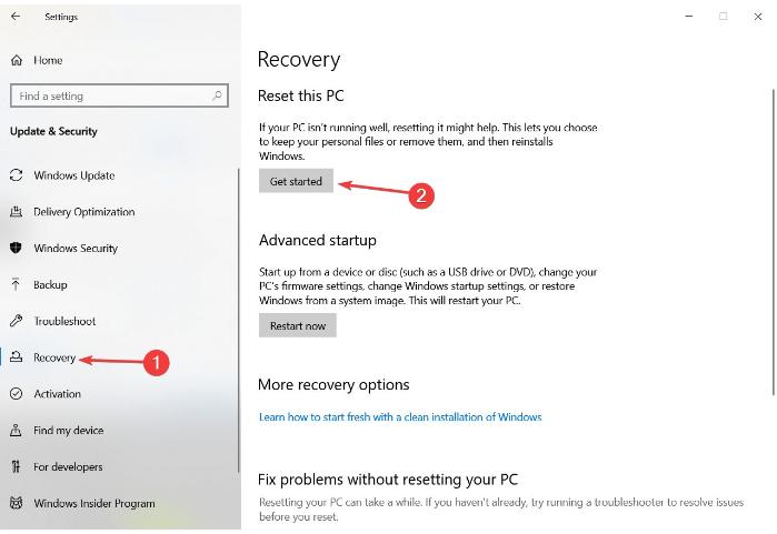 click get started option