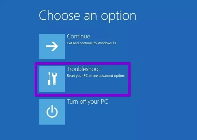 click on troubleshoot