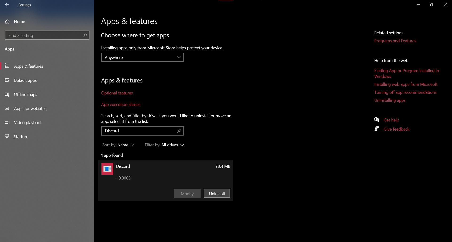 fai clic sull'app discordia