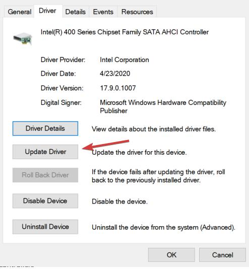 click update driver to fix dell laptop black screen with cursor