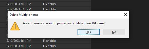 click yes to complete delete