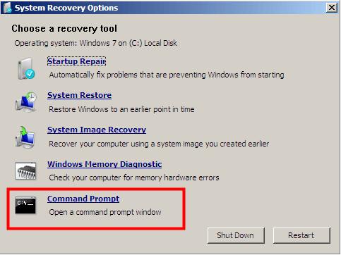 Windows 7 blue screen on startup loop, fix mbr and select command prompt