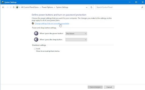 change setting currently unavailable