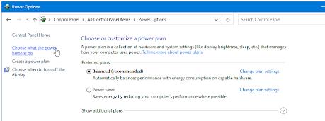 choose what power option does