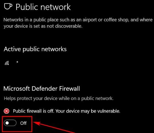 turn off firewall