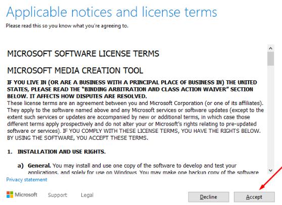aceptar términos de la licencia