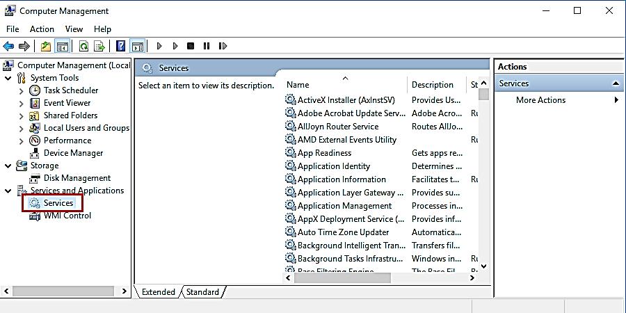 doulle click the service and application