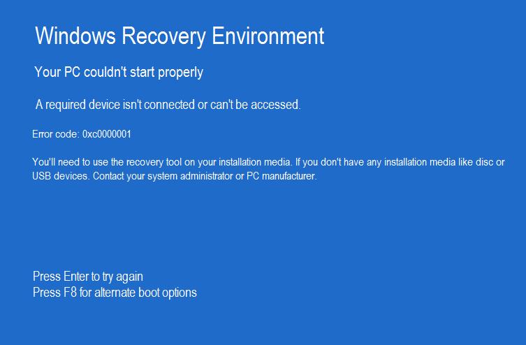 A required device isn't connected or can't be accessed